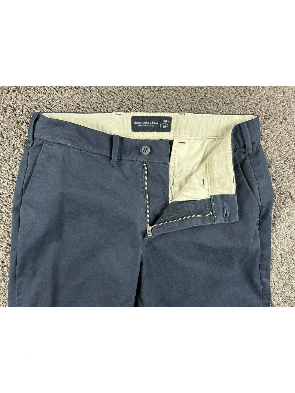 Abercrombie Fitch Mens Chino Pants 30x30 Navy Blue Straight Stretch Flat Front